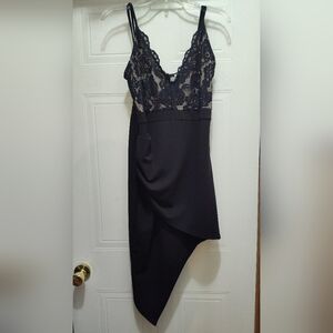 Revamped Black Asymmetrical Lace Chemise